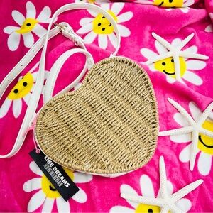 Like Dreams Heart Straw Raffia Purse Crossbody Beach Bag